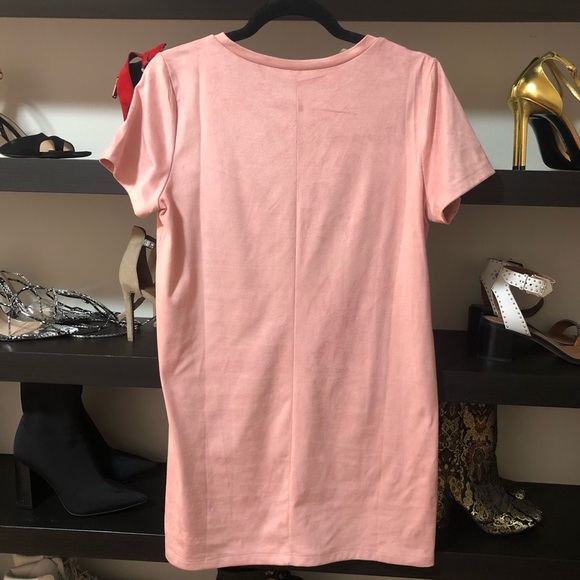 Pink Suede T-shirt Dress - Picture 7 of 7
